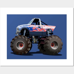 Cartoon monster truck Posters and Art